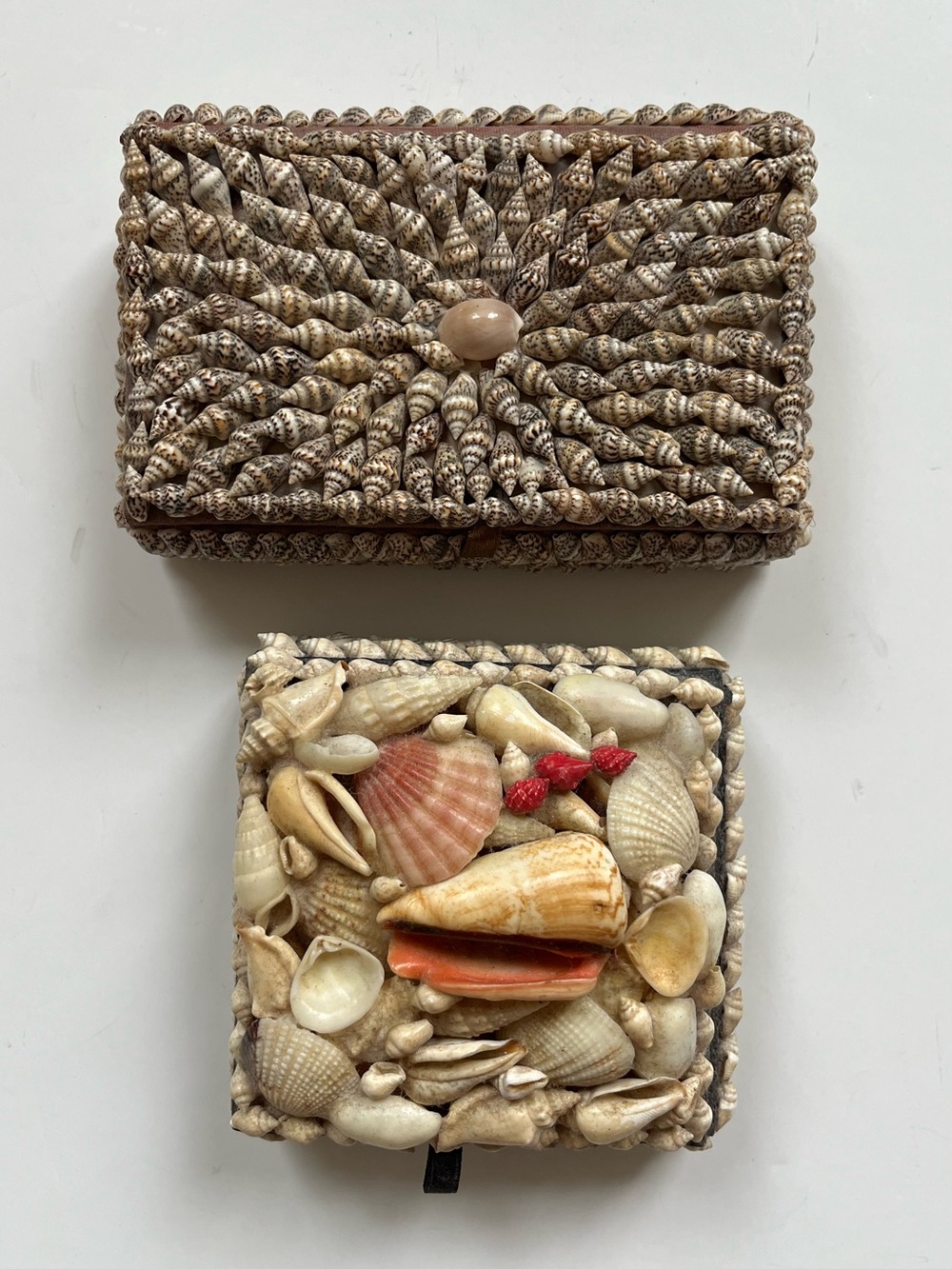 Vintage Seashell Trinket Boxes Coastal Beach Décor (Set of 2)